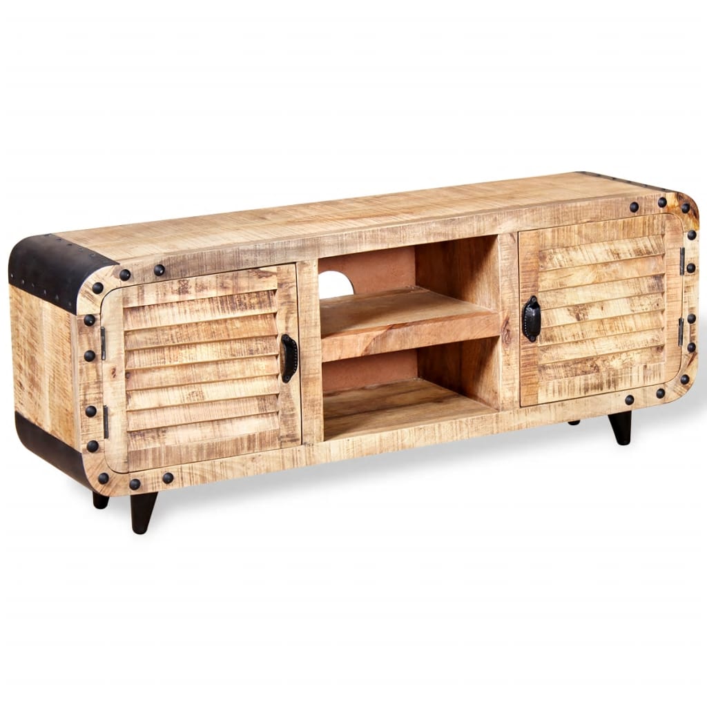 Vetonek Mueble de TV madera de mango rugosa 120x30x50 cm