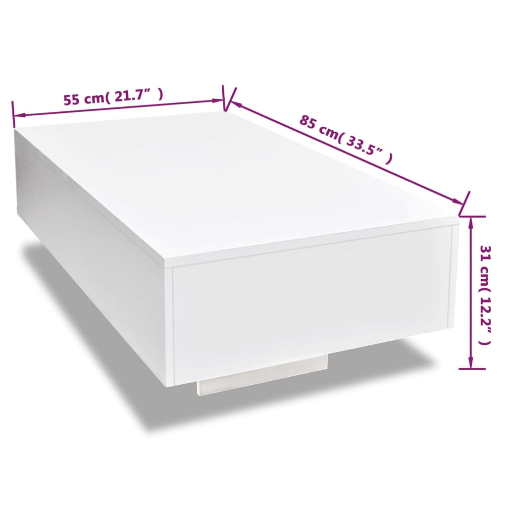 Mesa de centro blanco brillante vidaXL