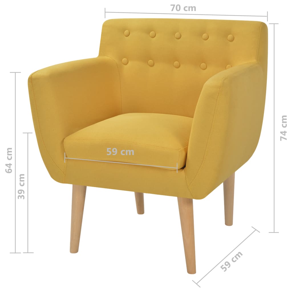 Sillón de tela amarillo vidaXL