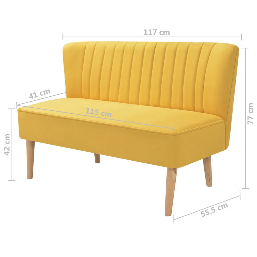 Sofá de tela amarillo 117x55,5x77 cm vidaXL