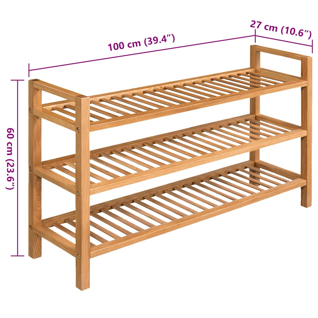 Sathaker com 3 prateleiras de madeira de carvalho 100x27x60 cm