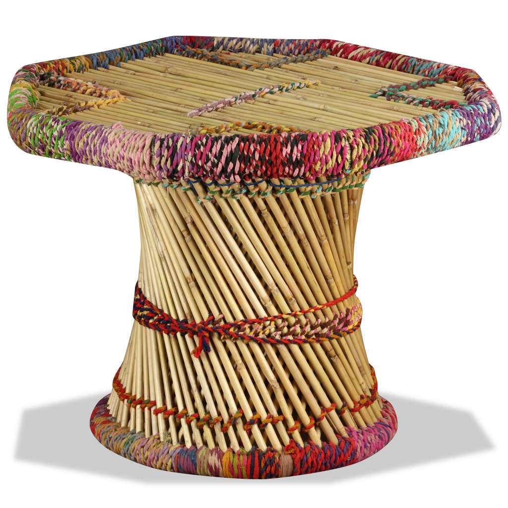 Mesa de centro con detalles chindi bambú multicolor vidaXL