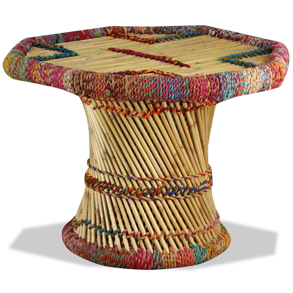 Mesa de centro con detalles chindi bambú multicolor vidaXL