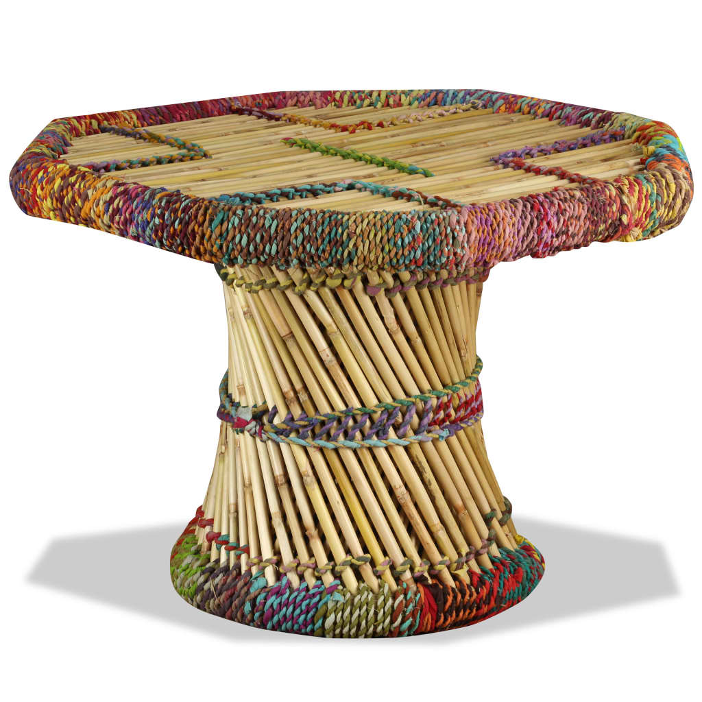 Mesa de centro con detalles chindi bambú multicolor vidaXL