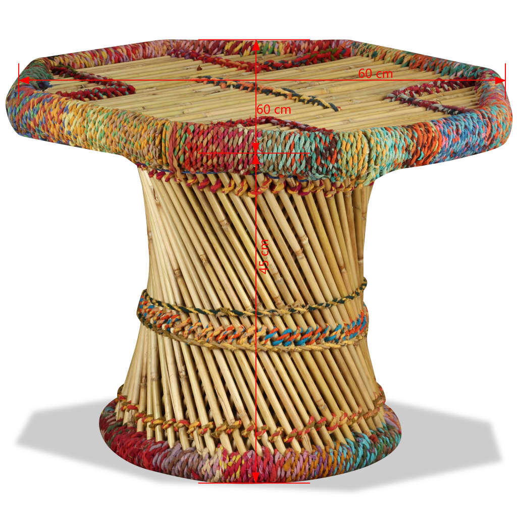 Mesa de centro con detalles chindi bambú multicolor vidaXL