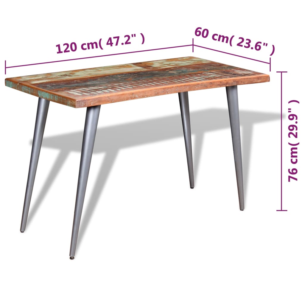 Mesa de comedor de madera maciza reciclada 120x60x76 cm vidaXL