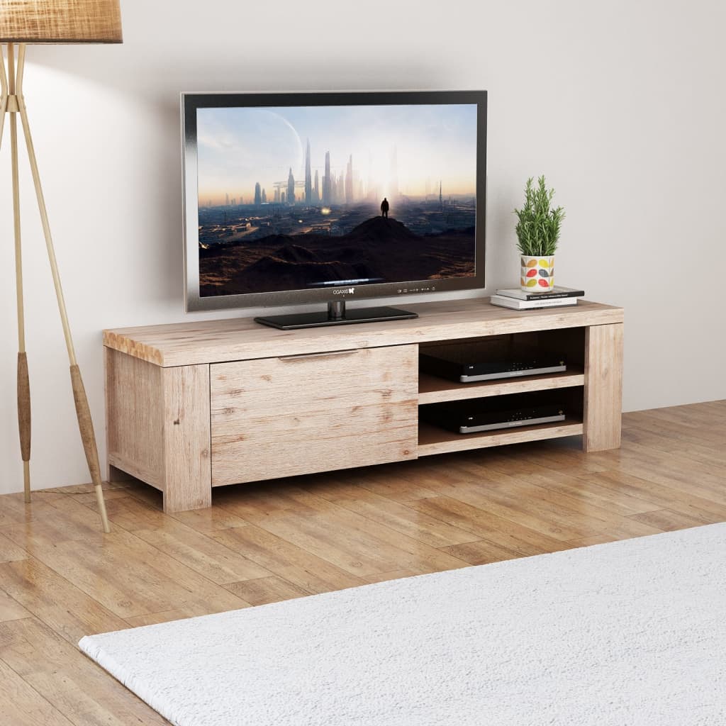 Vetonek Mueble para TV madera maciza de acacia cepillada 140x38x40 cm