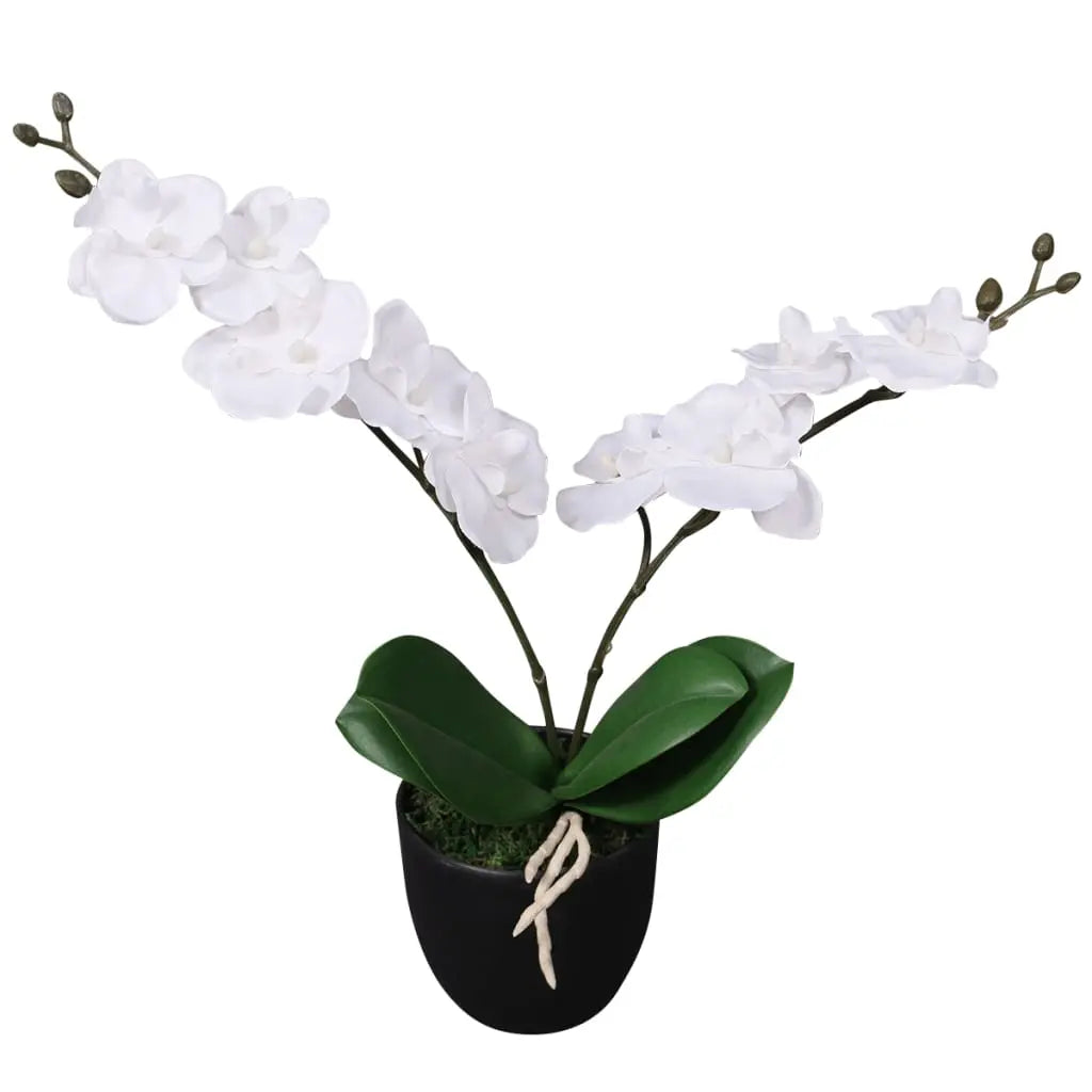 Vetonek Planta artificial orquídea con macetero 30 cm blanca