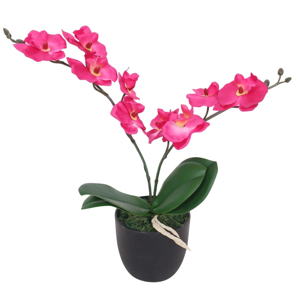 Vetonek Planta artificial orquídea con macetero 30 cm roja