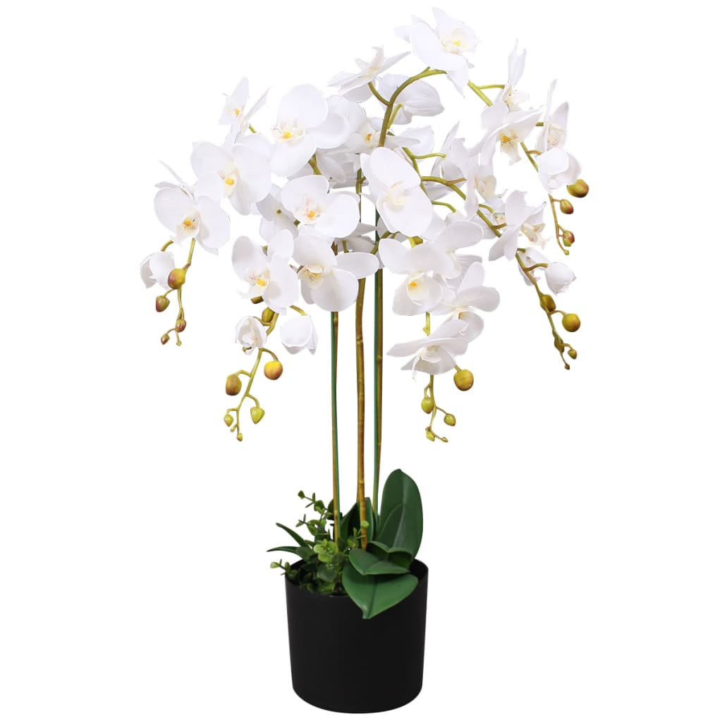 Vetonek Planta de orquídea artificial con macetero blanca 75 cm