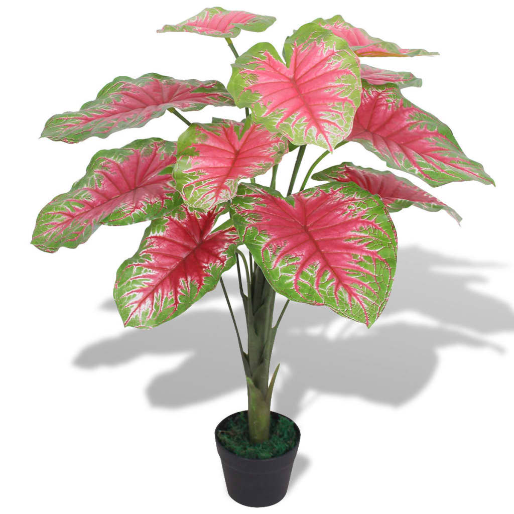 Vetonek Planta caladium artificial con macetero 85 cm verde