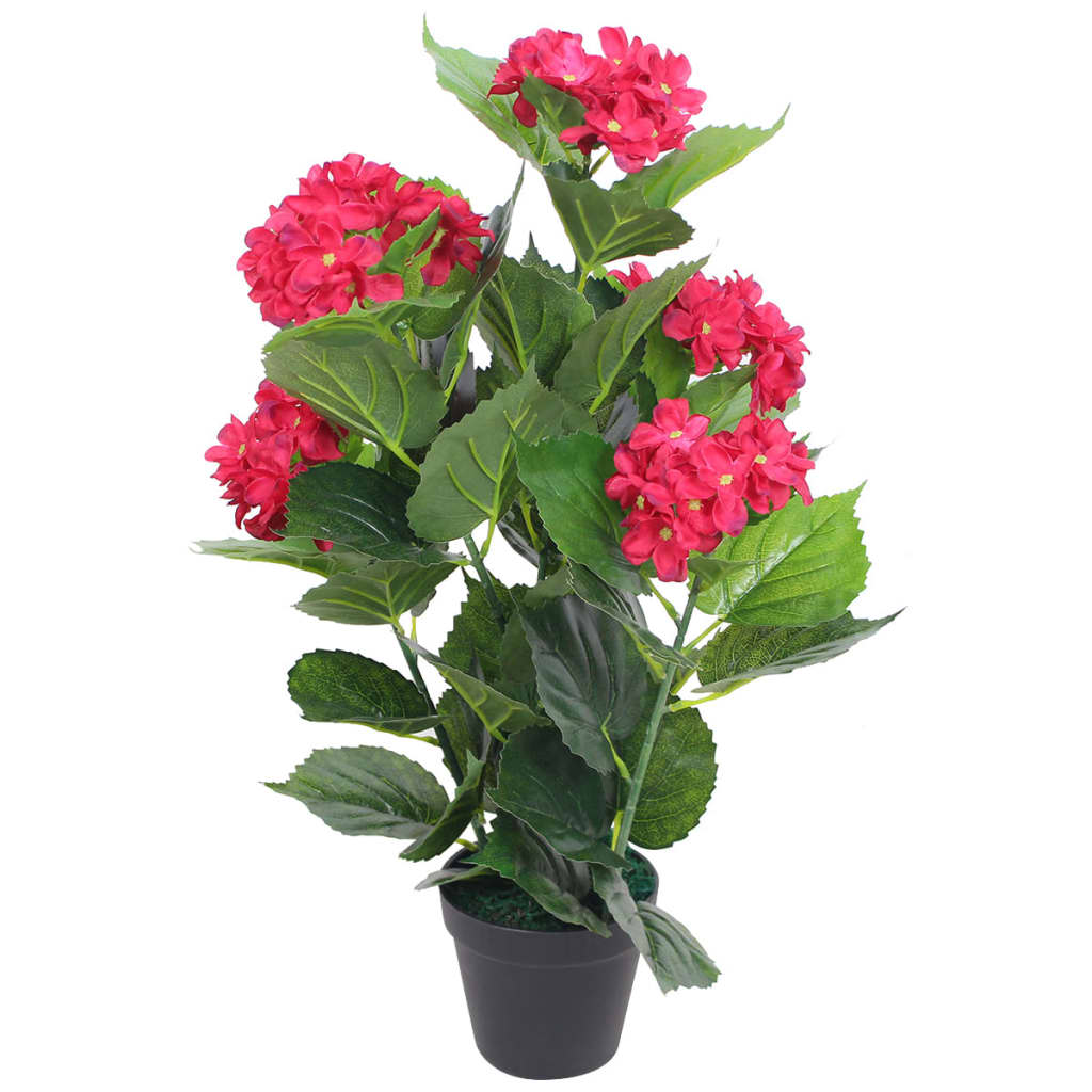 Vetonek Planta artificial hortensia con macetero 60 cm roja