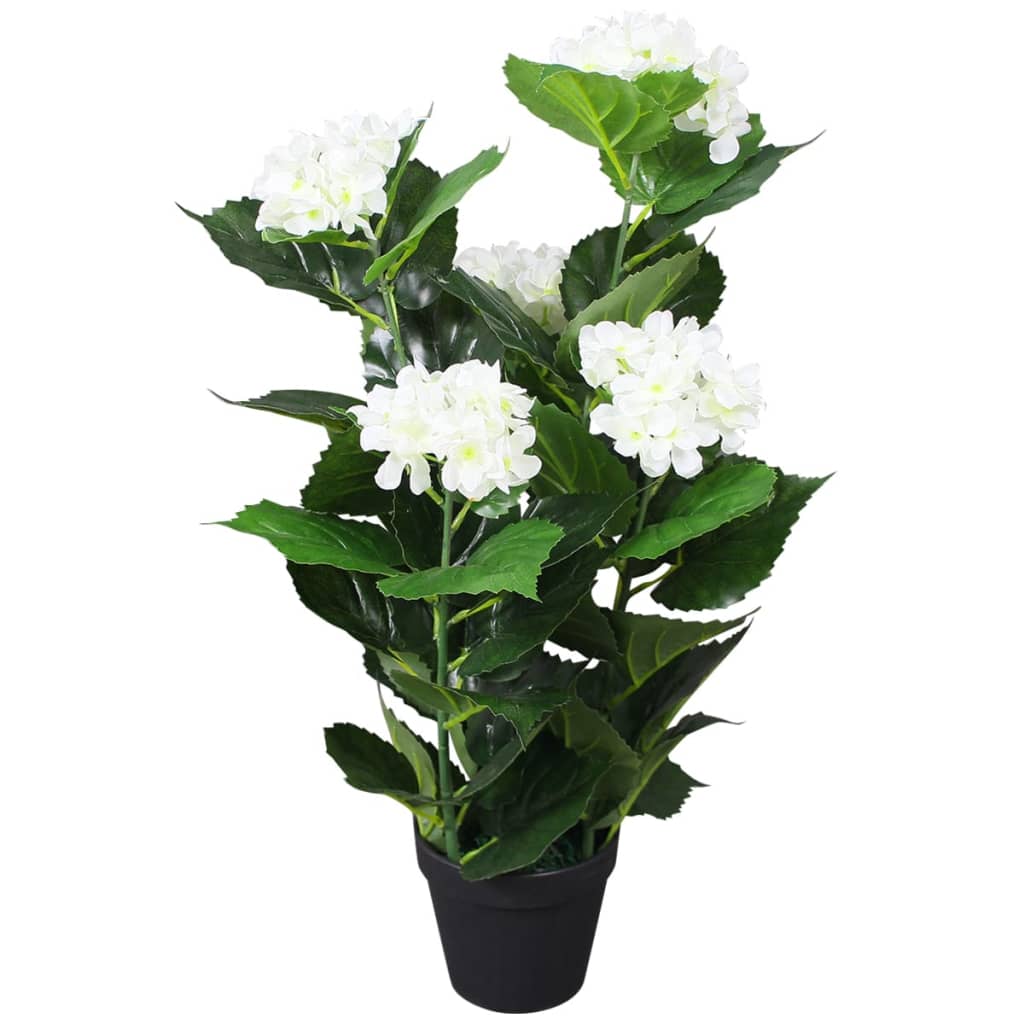 Vetonek Planta artificial hortensia con macetero 60 cm blanca