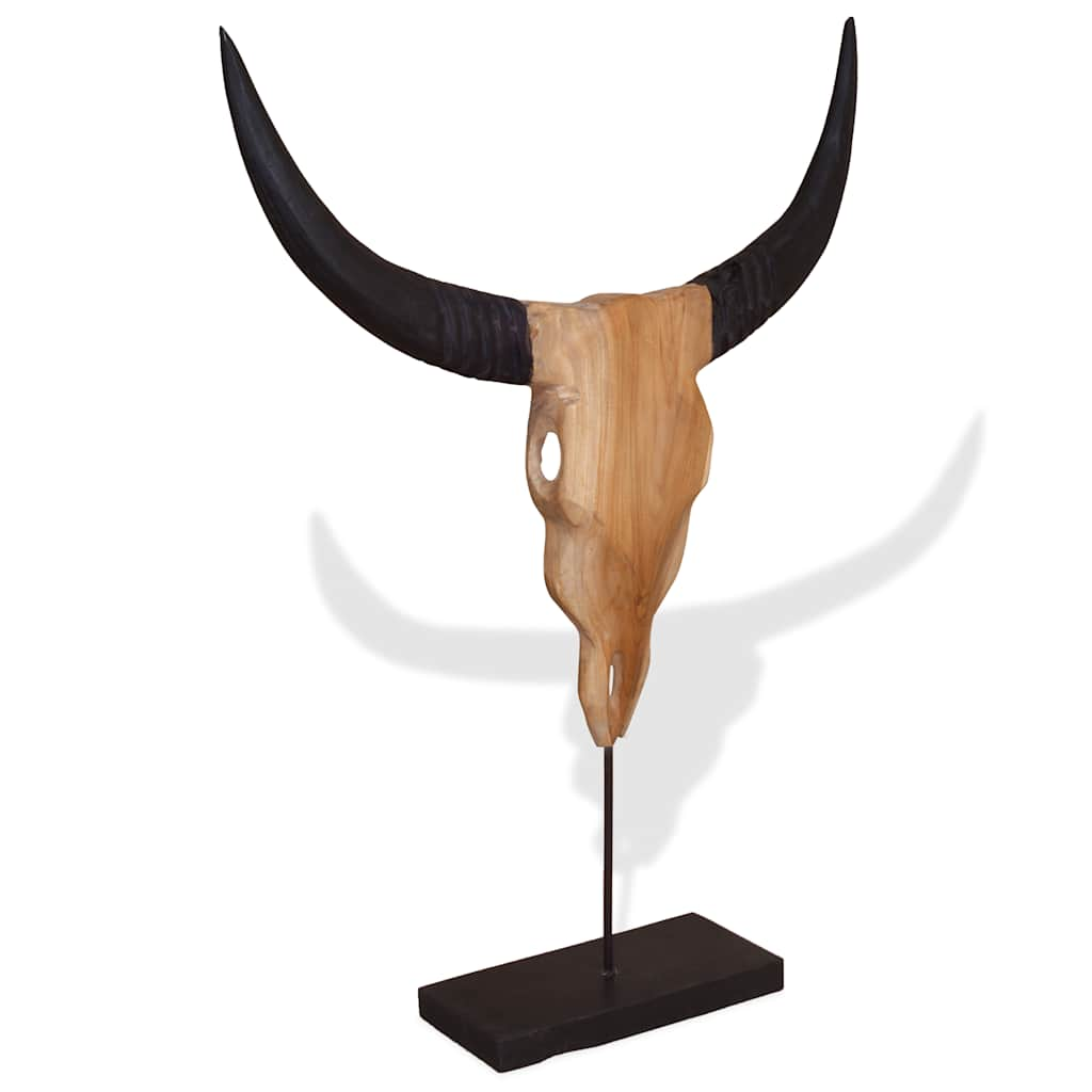 Vetonek Escultura de calavera de toro de teca 66x15x88 cm