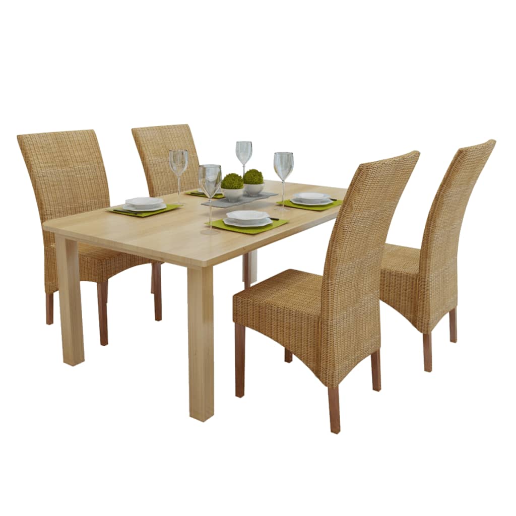 Vetonek Sillas de comedor 4 unidades ratán natural marrón