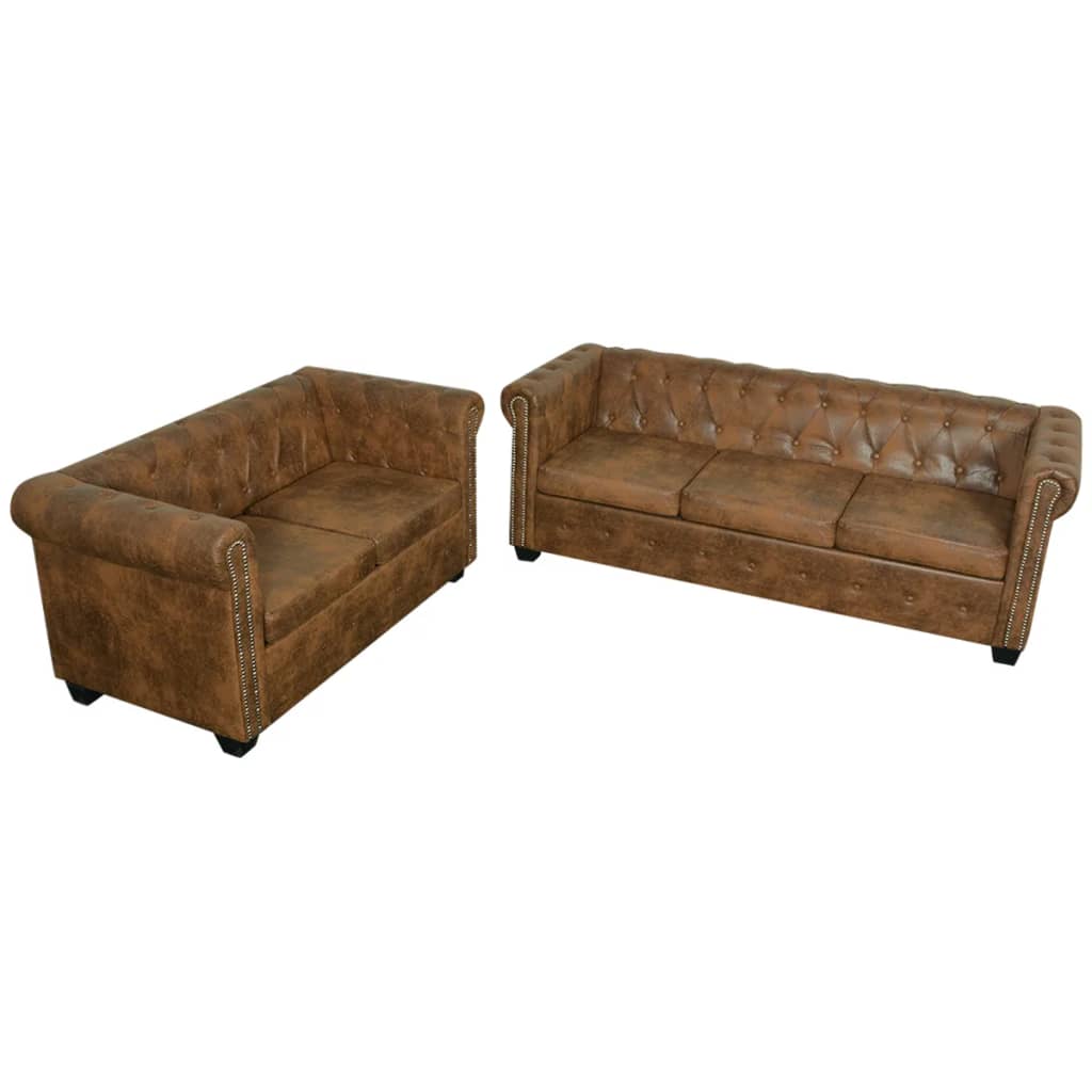 Vetonek Sofás Chesterfield de 2 y 3 plazas marrón 