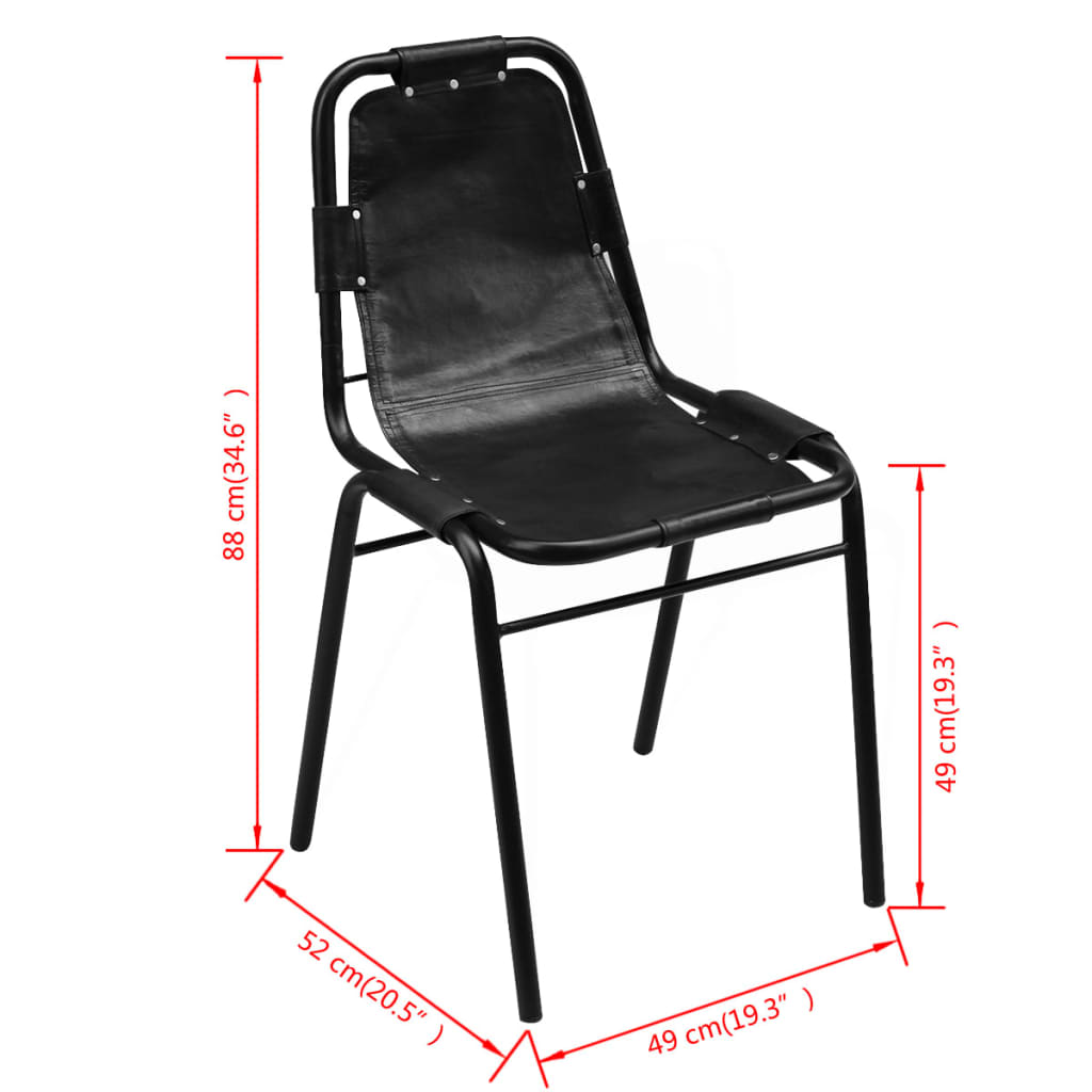 Sillas de comedor 4 unidades cuero auténtico negro vidaXL