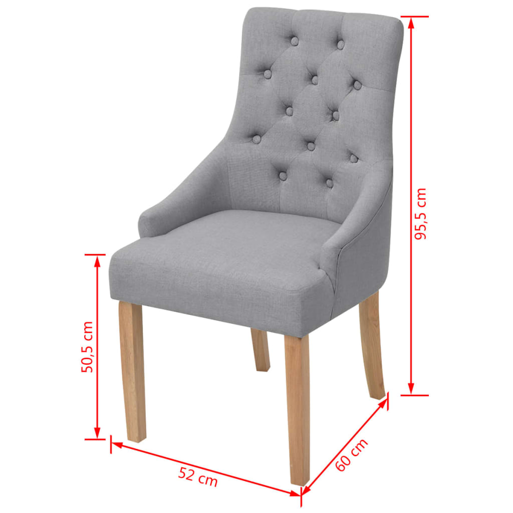 Sillas de comedor 6 unidades de tela gris claro vidaXL