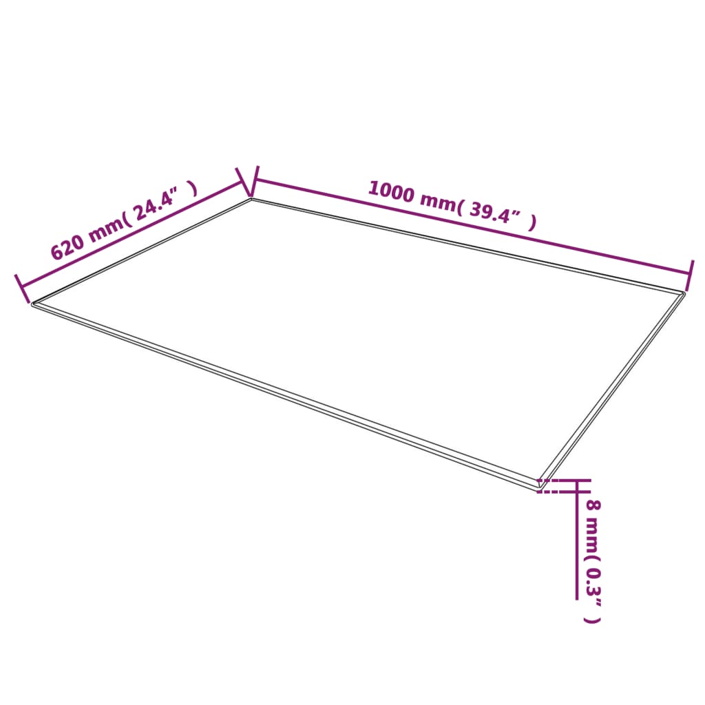 Taula de taula temperada rectangular 1000x620 mm