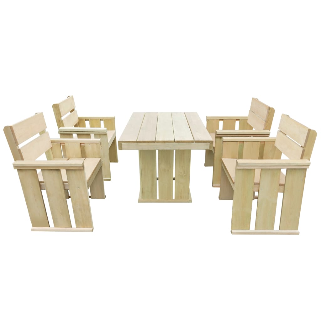 Vetonek Set de comedor de jardín 5 pzas madera de pino impregnada 