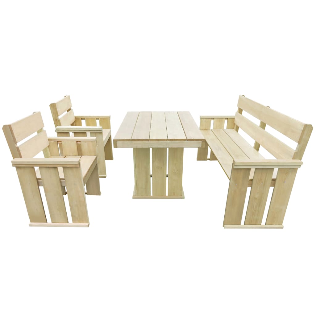 Vetonek Set de comedor de jardín 4 piezas madera de pino impregnada 