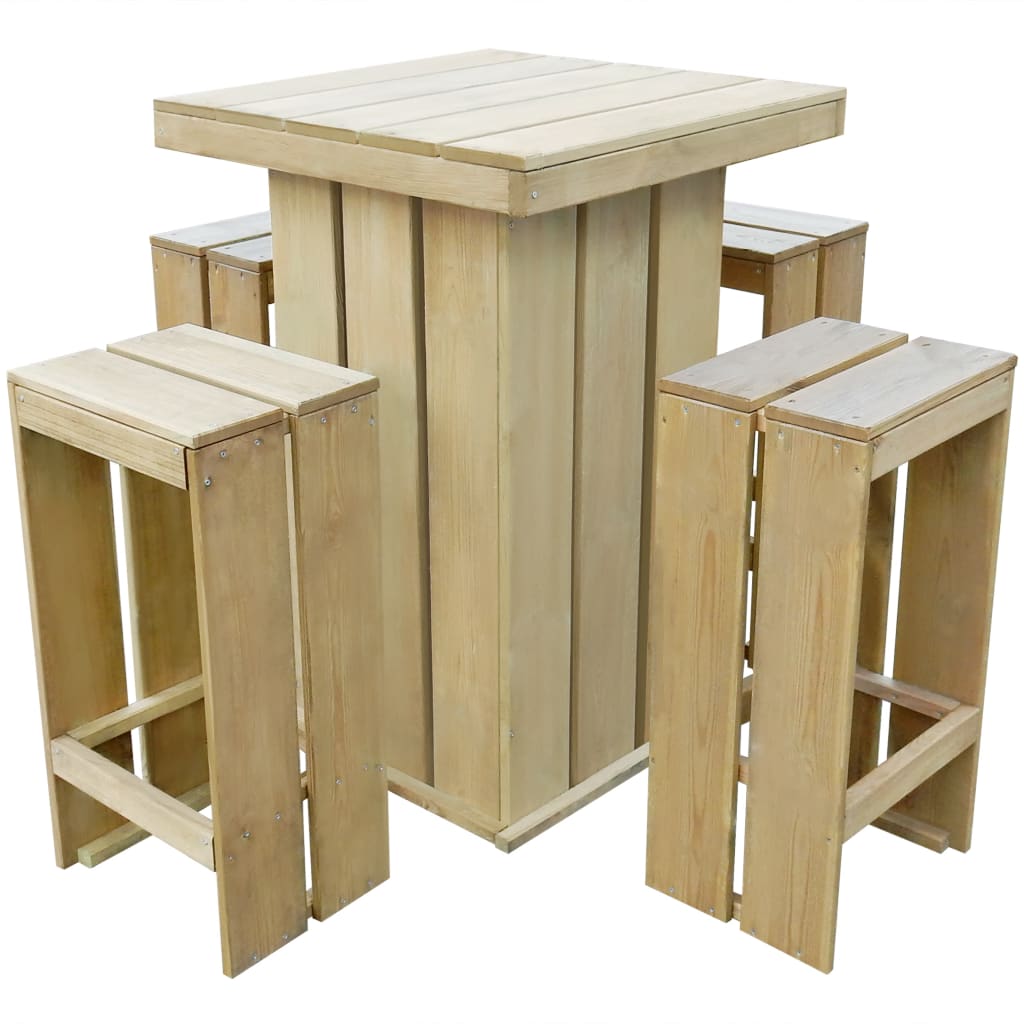 Vetonek Set de comedor de jardín 5 pzas madera de pino impregnada