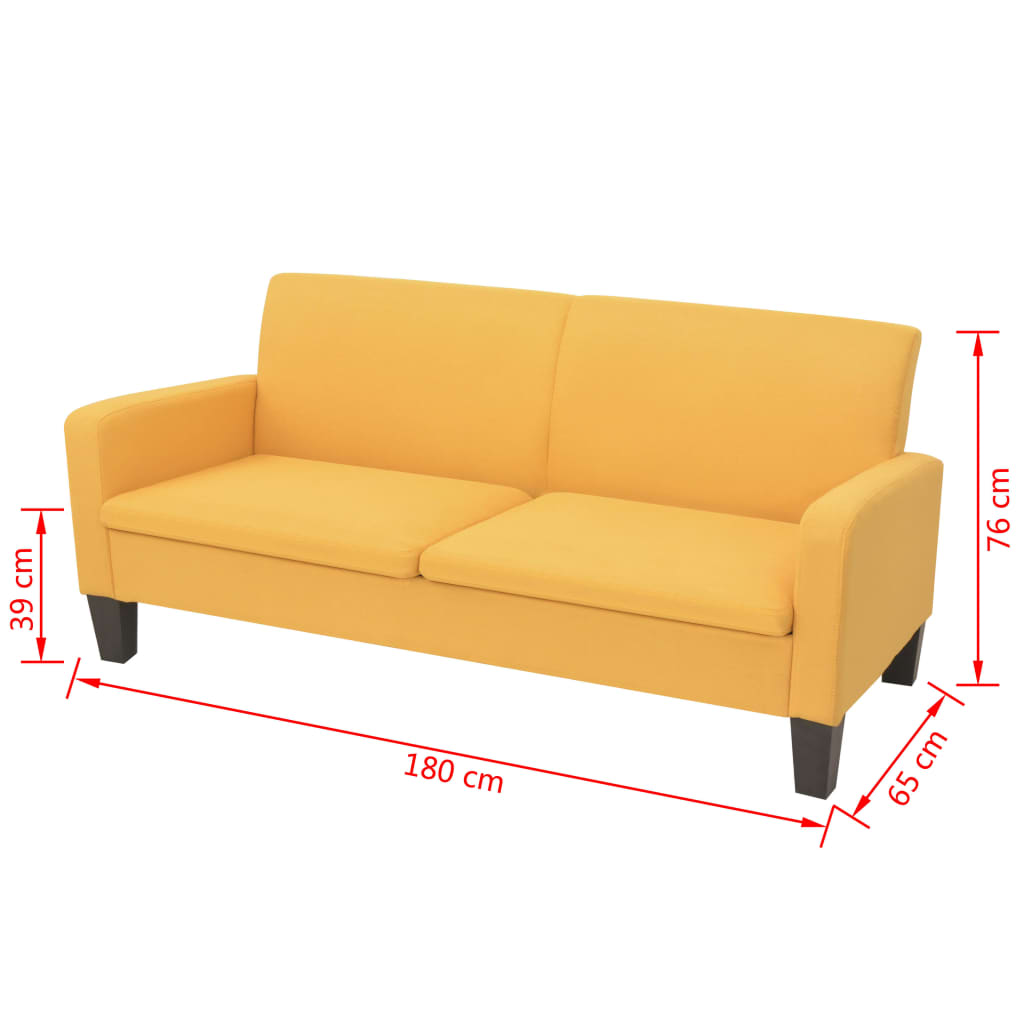 Sofá de 3 plazas 180x65x76 cm amarillo vidaXL