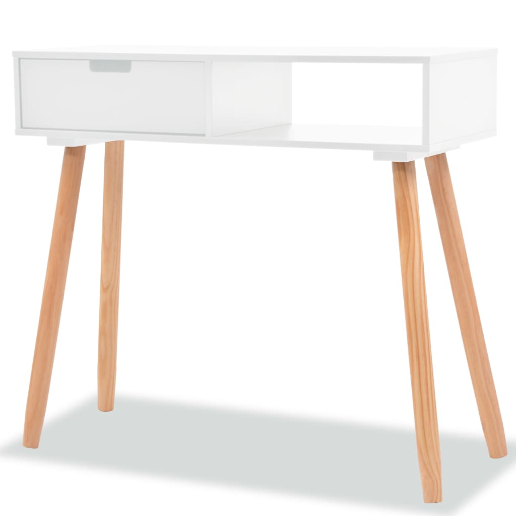 Vetonek Mesa consola de madera maciza de pino blanca 80x30x72 cm  