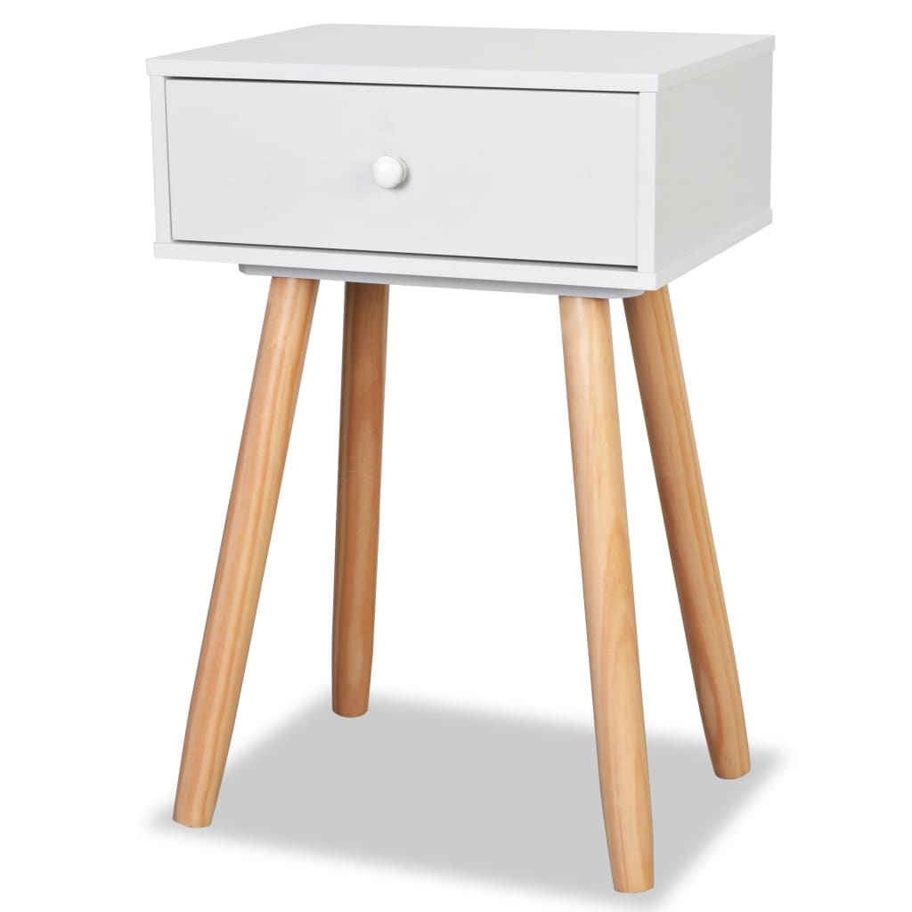 Night tables 2 units white pine wood 40x30x61 cm