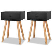 Vetonek Tables de nuit 2 pcs. bois de pin massif 40x30x61 cm noir