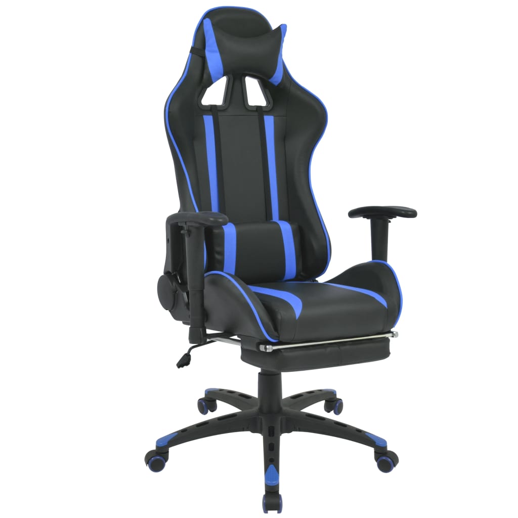 Vetonek Silla de oficina racing reclinable con reposapiés azul