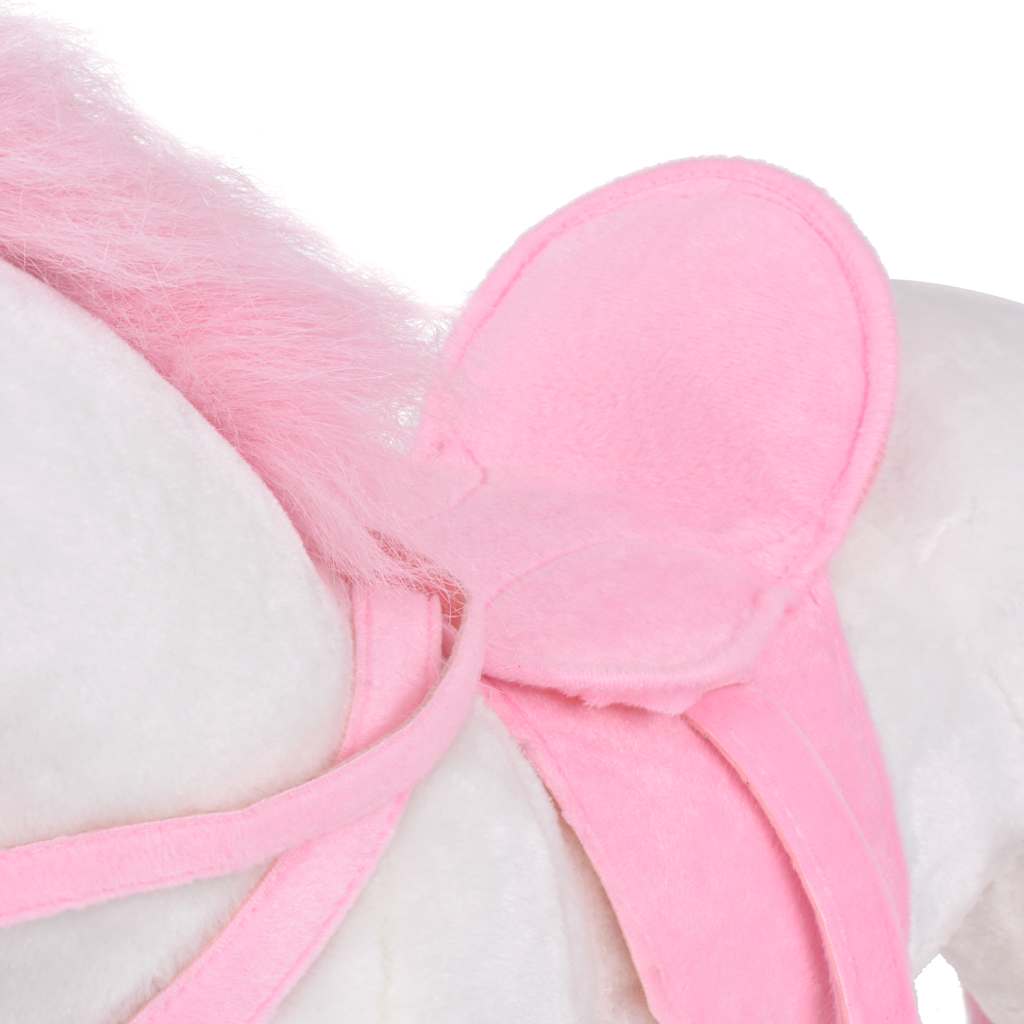 Unicornio de peluche de pie blanco y rosa XXL vidaXL