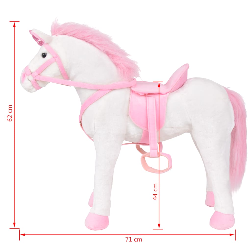 Unicornio de peluche de pie blanco y rosa XXL vidaXL