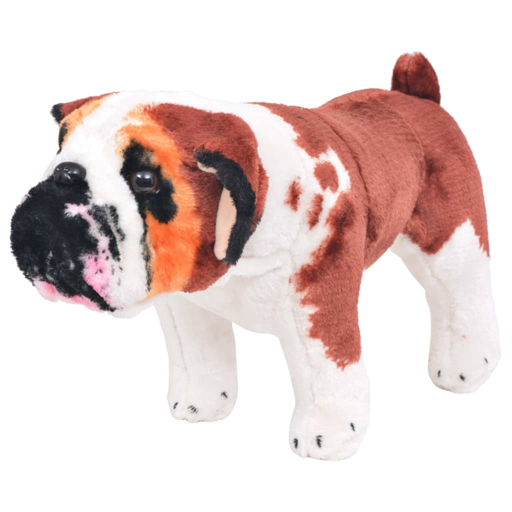 Vetonek Perro bulldog de peluche de pie blanco y marrón XXL