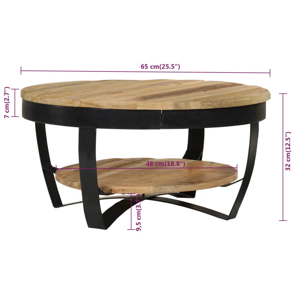 Mesa de centro de madera de mango rugosa 65x32 cm vidaXL