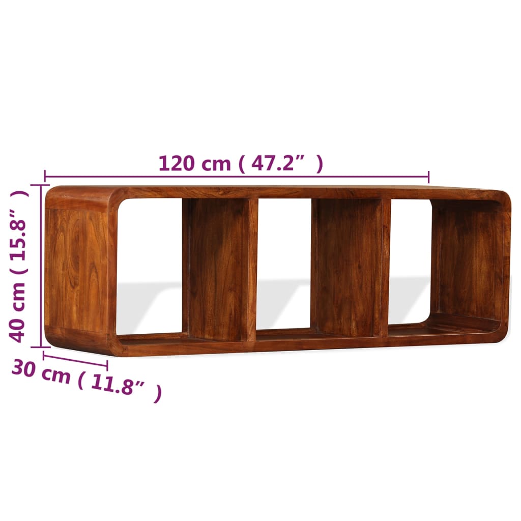 Mueble de TV madera maciza acabado miel 120x30x40 cm