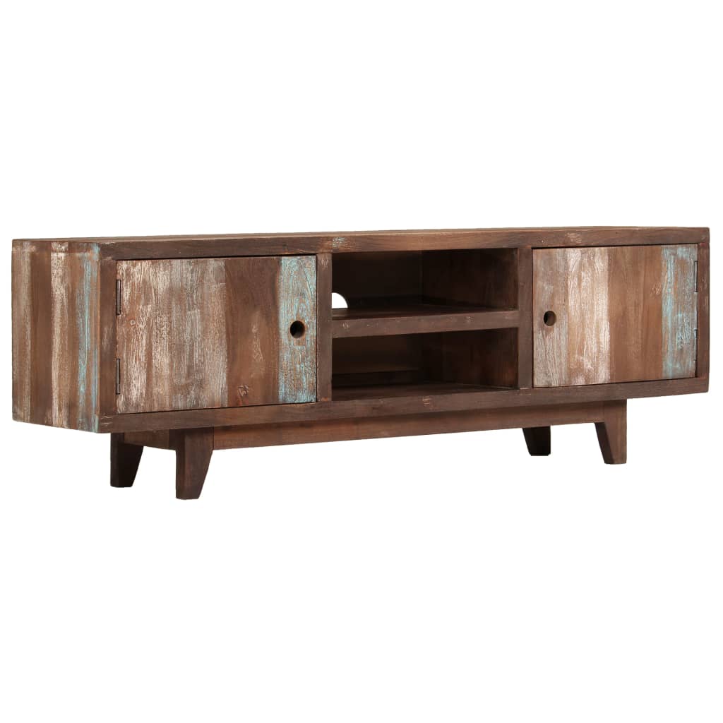 Vetonek Mueble para TV de madera maciza de acacia vintage 118x30x40 cm