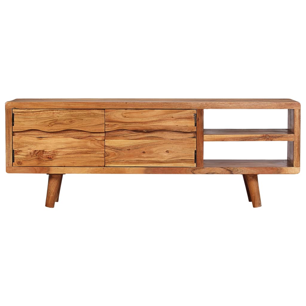 Mueble de TV madera maciza acacia puertas talladas 117x30x40 cm vidaXL