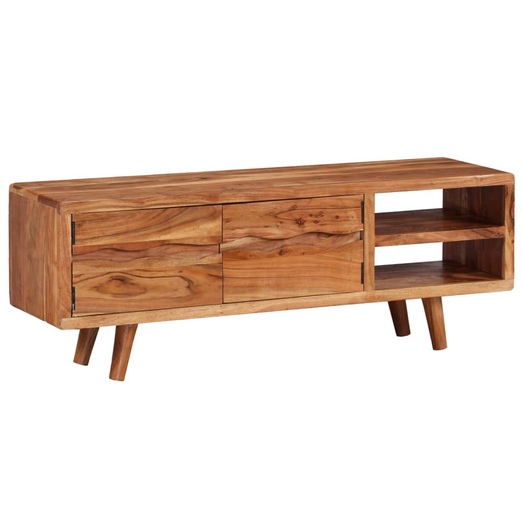 Mueble de TV madera maciza acacia puertas talladas 117x30x40 cm vidaXL