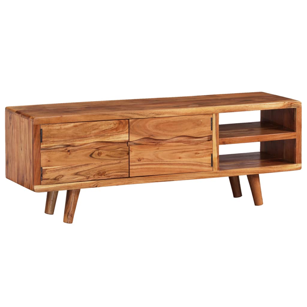 Mueble de TV madera maciza acacia puertas talladas 117x30x40 cm vidaXL