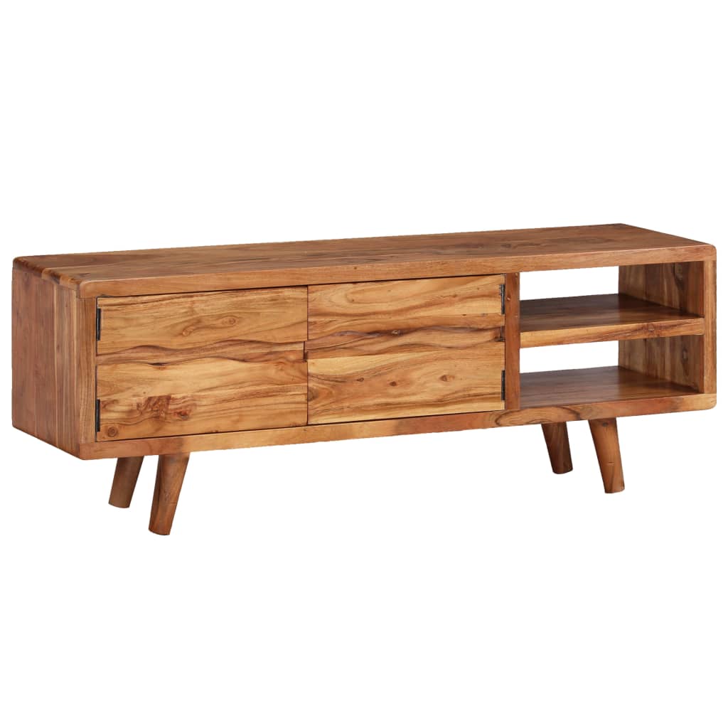 Mueble de TV madera maciza acacia puertas talladas 117x30x40 cm vidaXL