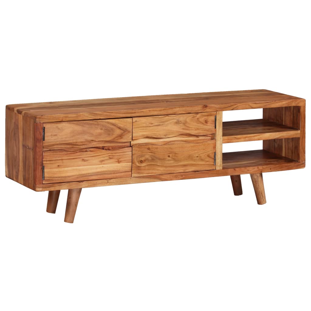 Mueble de TV madera maciza acacia puertas talladas 117x30x40 cm vidaXL