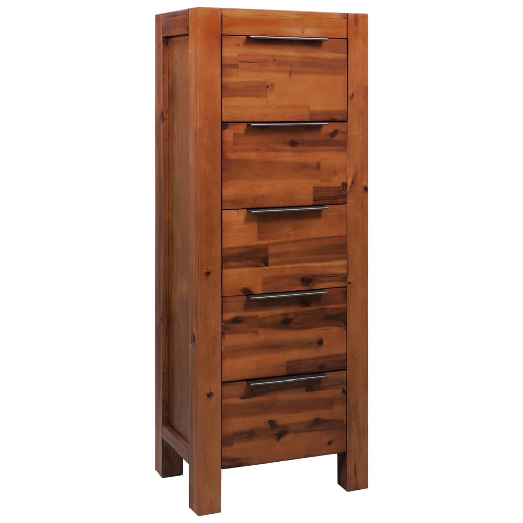 Vetonek Mueble de cajones madera acacia maciza 45x32x115 cm