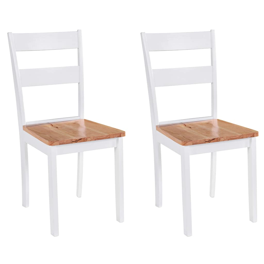 Vetonek Sillas de comedor 2 unidades madera maciza de caucho blanco