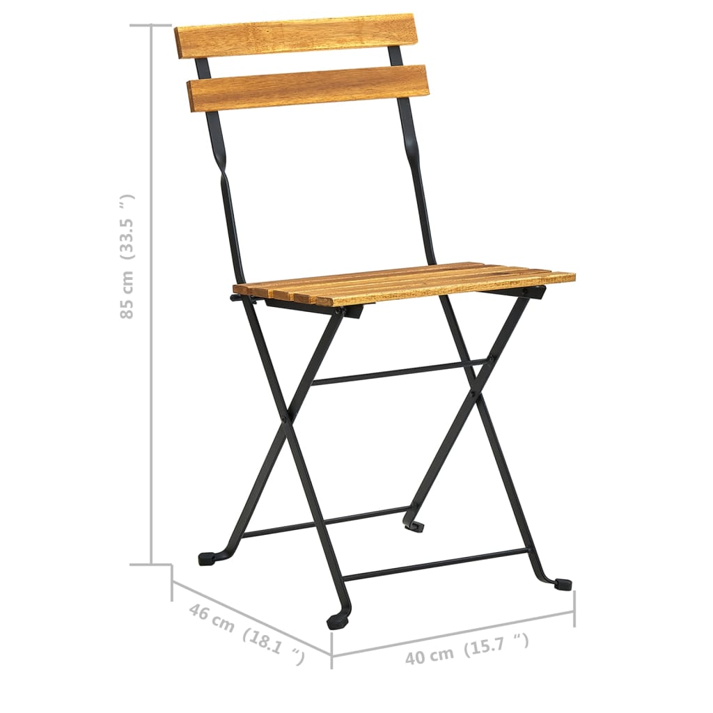 Garden folding chairs 2 UDS steel and solid acacia wood