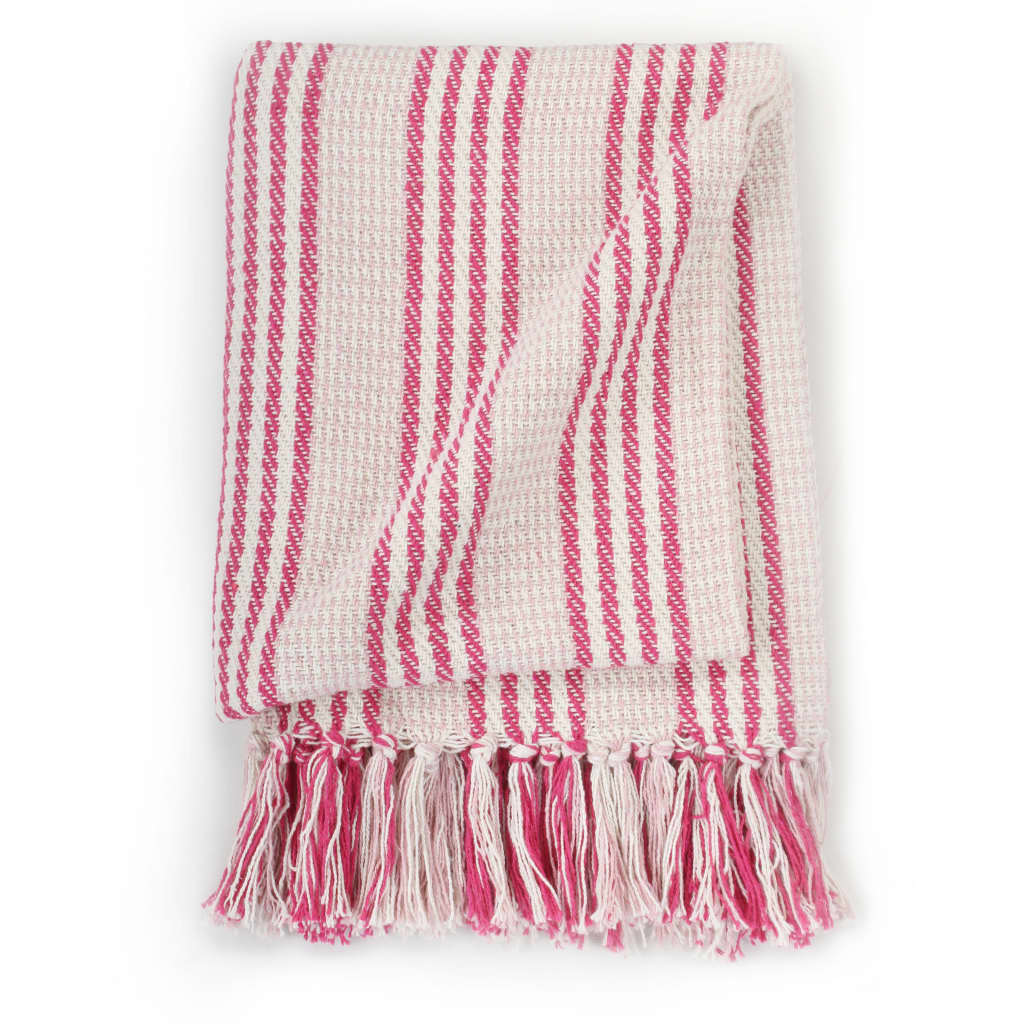 Pink and white cotton stripes 125x150 cm