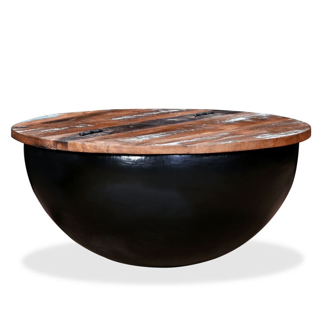 Mesa de centro forma de bol madera maciza reciclada negro vidaXL