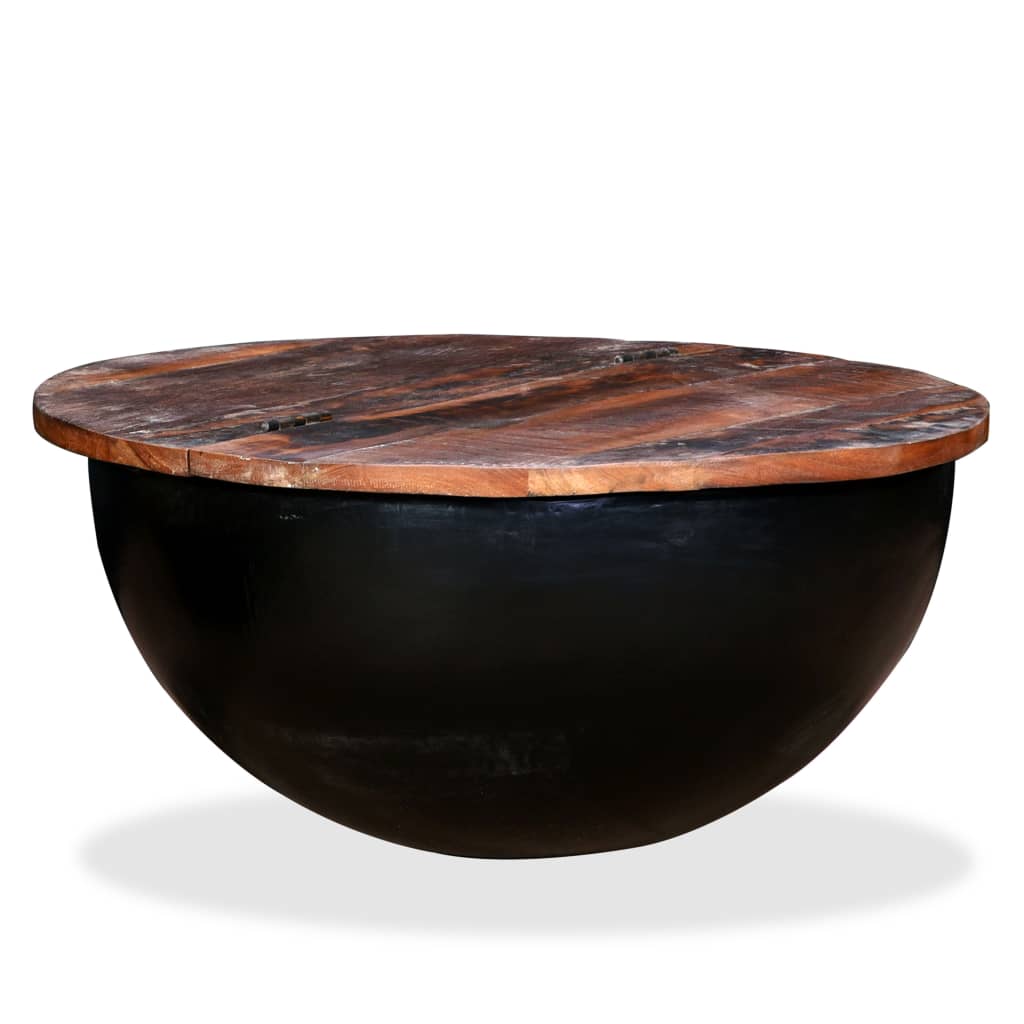 Mesa de centro forma de bol madera maciza reciclada negro vidaXL