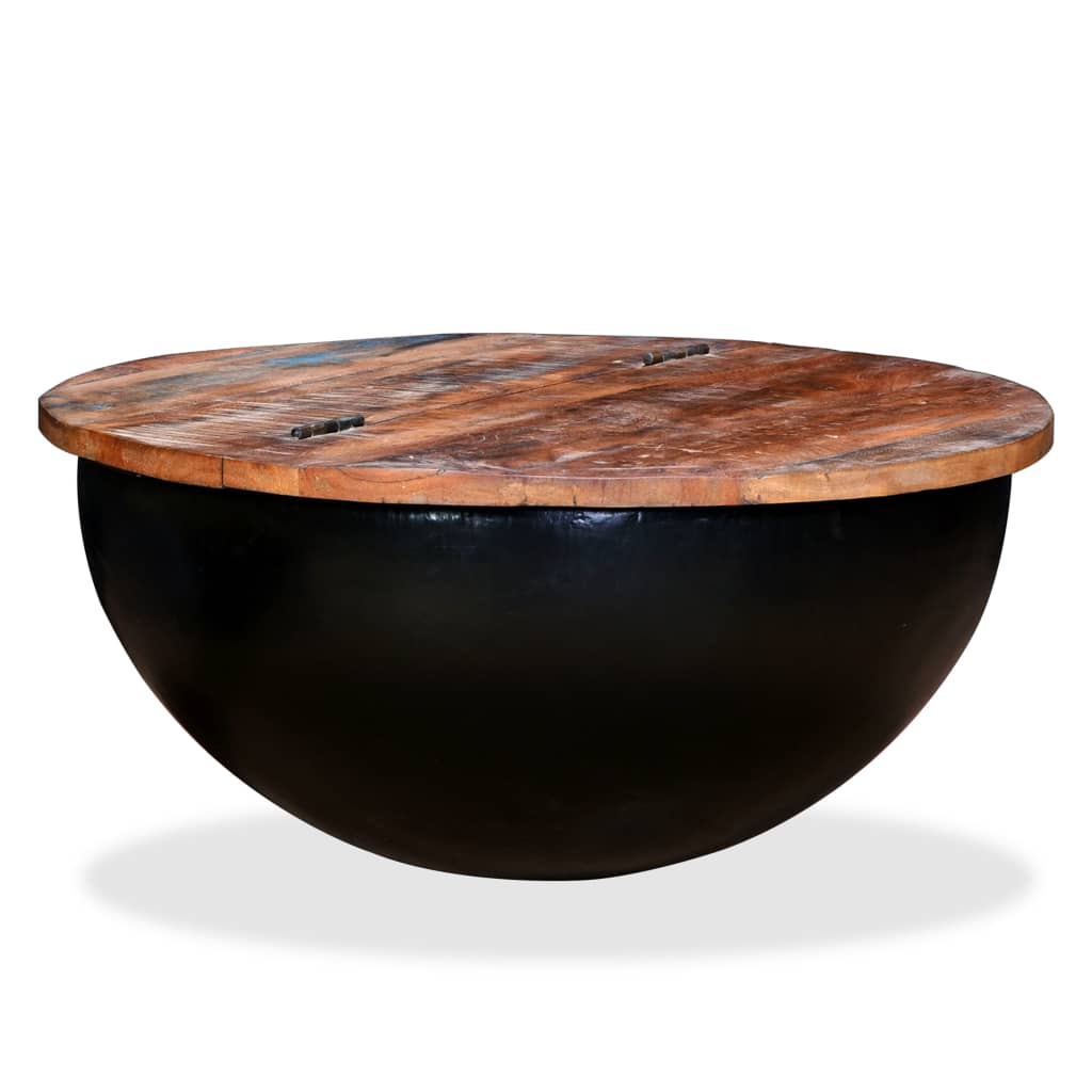 Mesa de centro forma de bol madera maciza reciclada negro vidaXL