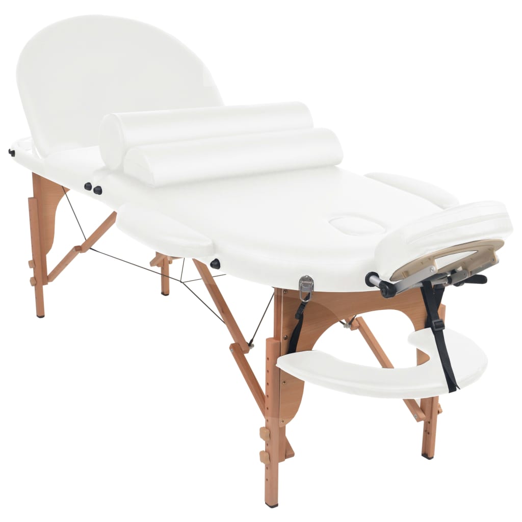 Folding massage stretcher 4 cm thick 2 white cushions